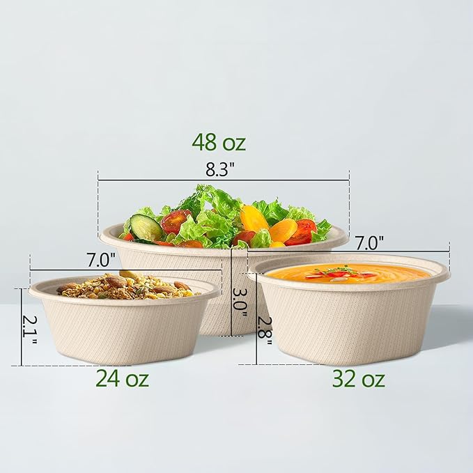 32 Oz Deep Disposable Bowl, Paper Bowls Disposable Heavy Duty Compostable Bowls - Image 5