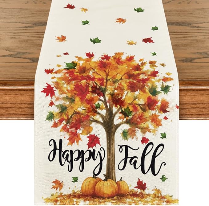 Artoid Mode 210 GSM Fall Table Runner 13x60 Inch Home Party Decor | Maple Tree by ArtoidMode