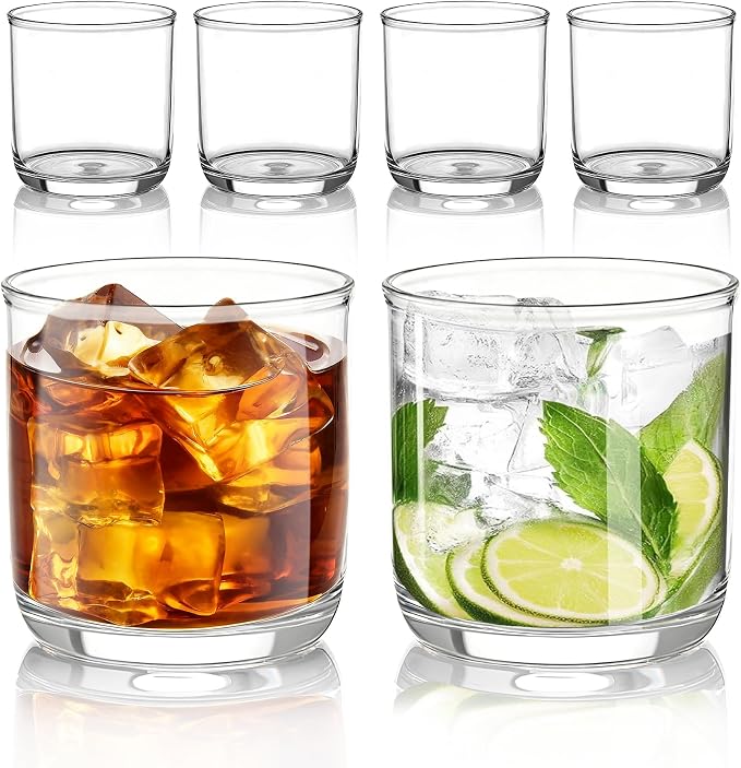 Kyraton Old Fashioned Whiskey Glasses Set of 6, PET Clear Plastic 11.5oz Heavy by Kyraton