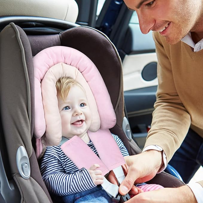 COOLBEBE New Babybody Support & Strap Covers Set for Newborn Infant Toddler- Extra Soft Stroller Cushion Pads Car Seat Insert, Perfect for Carseats, Strollers, Swings, Pink