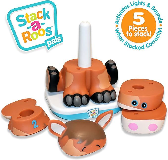 Stack-a-Roos Baby Horse by Salus Brands - Animal Stacking Toy, Educational Early Learning Toy for Infants Babies Toddlers, Age 12+ Months - Great Baby Gifts, STEM Toy