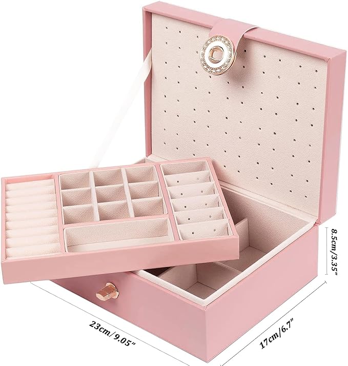 Girls Jewelry Box Earring Holder Organizer for Girls Earring Organizer Teen Jewelry Box Organizer for Girls Pink jewelry Boxes for Earrings Necklaces Rings Stud Earrings Box Organizers Teens