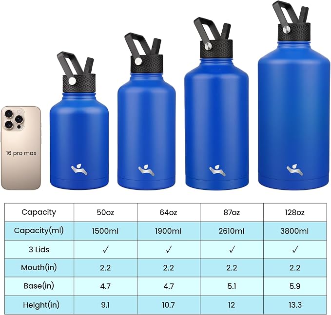 Konokyo 64 oz Insulated Stainless Steel Water Bottle Jug - Image 4