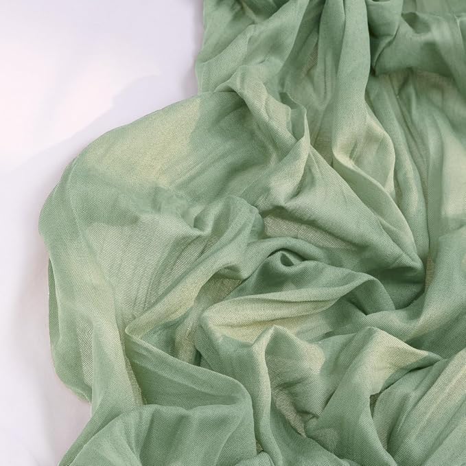 DeZerlor Sage Green Cheesecloth Table Runner 1 Pack Summer Boho Runner | - Image 3