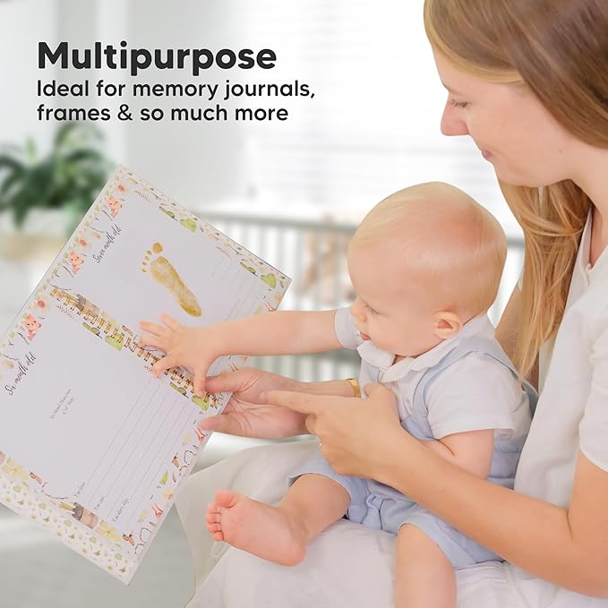 4-Pack Inkless Baby Hand and Footprint Kit - Mess Free Ink Pad for Newborn Keepsake, Dog Nose & Paw Print Kit, Clean Touch Ink Pad for Baby Hand & Footprints, Ideal New Mom Gifts (Gold/Silver, L)