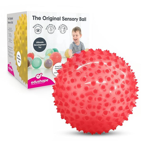 Edushape Original Sensory Ball for Baby - 7" Transparent Red, Enhances Gross Motor Skills for Kids 6 Months & Up