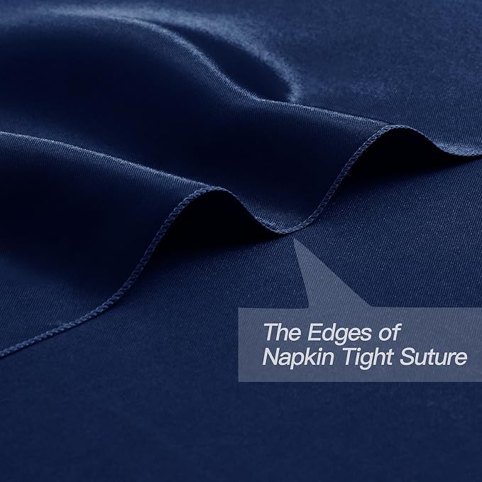 P Pothuiny 12 Pcs Navy Blue Satin Napkins 17 x 17 Inch, Satin Cloth Napkins | - Image 4