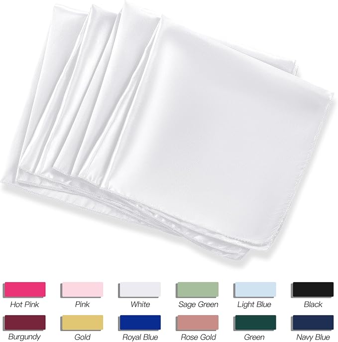 P Pothuiny 50 Pcs White Satin Napkins 17 x 17 Inch, Satin Cloth Napkins | - Image 6