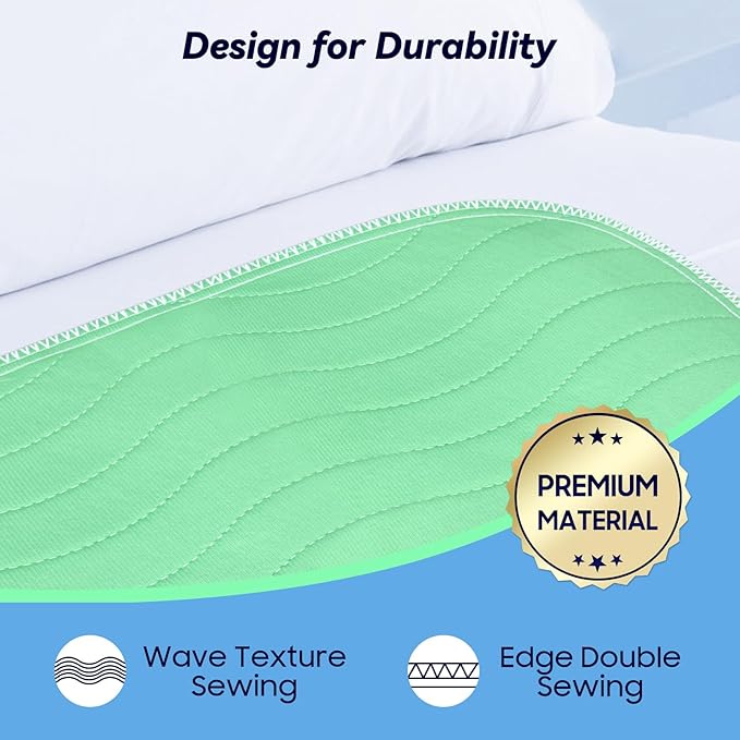 2 Pack 36” x 54” Extra Heavy Absorbency Washable Underpads, Waterproof Nursing Pads Incontinence Bed Pads, Reusable Washable Pee Pads for Dogs, Diaper Changing & Adults, Mattress Protector