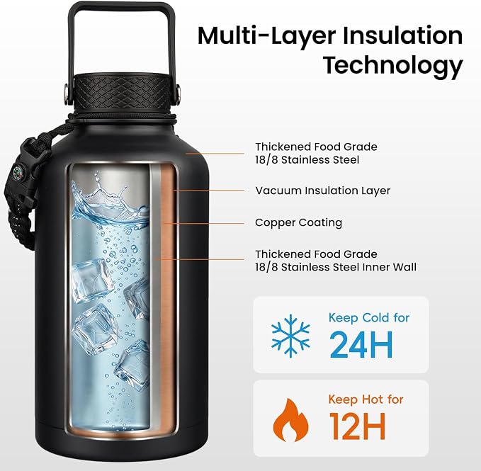 Konokyo 87 oz Insulated Stainless Steel Water Bottle Jug - Image 3