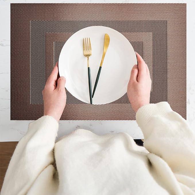 PIGCHCY Placemats Set of 6, Washable Woven Vinyl Kitchen Table Mats Non Slip - Image 6