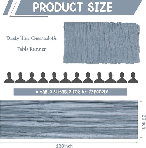 10 Pack Dusty Blue Cheesecloth Table Runner 10FT Boho Gauze Fabric Table Runner - Image 2