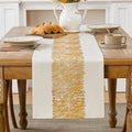 Metallic Style Gold Table Runner, Table Runners 72 Inches Long | Cotton Linen by Aiimart