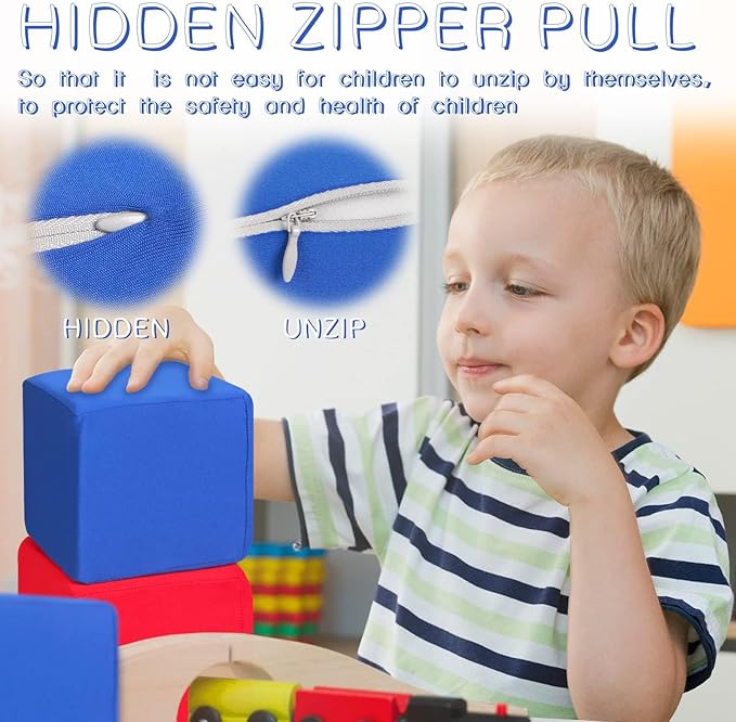 Foam Blocks for Toddlers 1-3, 12 PCS 5.5 inch Foam Soft Cubes for Kids, Colourful Building Blocks, Stacking Block Sets, Throwing Toys