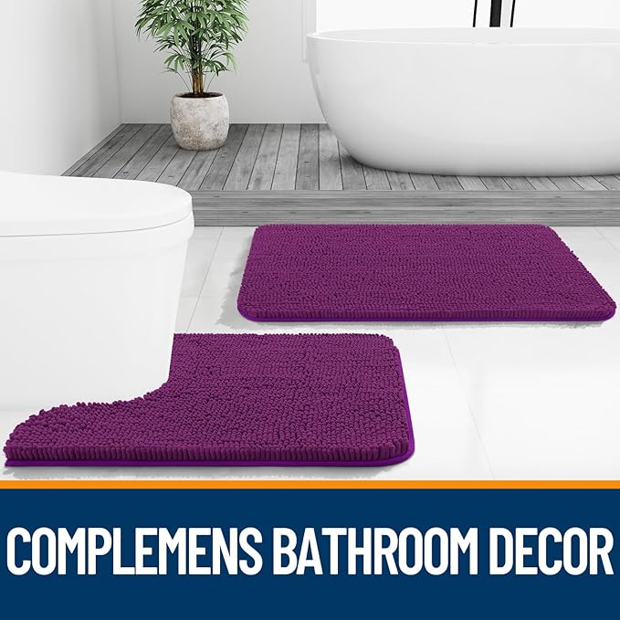 OLANLY Bathroom Rugs 36x24, Extra Soft Absorbent Chenille Bath Rugs, Rubber - Image 7