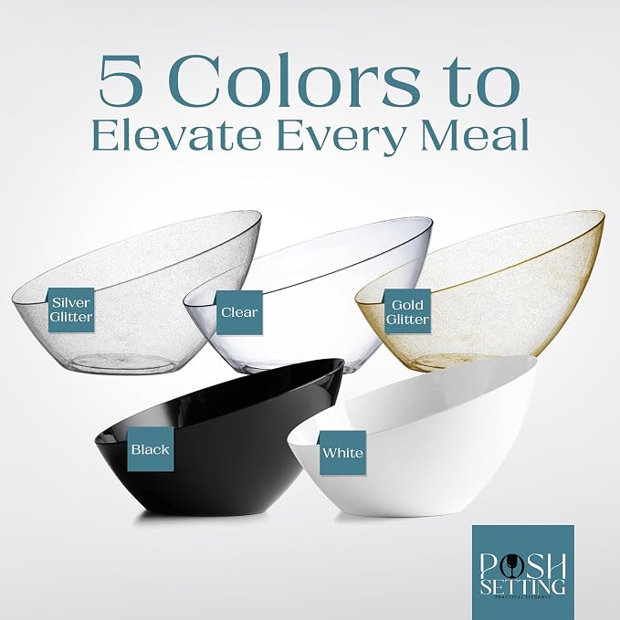 5 Pack Gold Plastic Angled Serving Bowl Disposable - Image 7