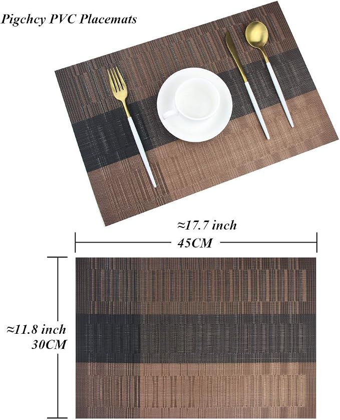 PIGCHCY Placemats Set of 8 Washable Durable Placemat Vinyl Heat Resistant - Image 2