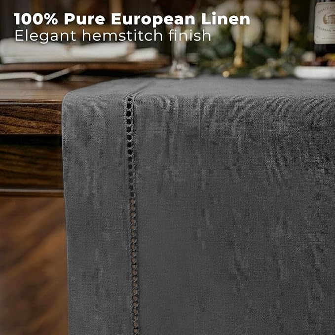 Signature Linen™ by D'Moksha Charcoal Grey Table Runner 108 Inches Long - Image 2