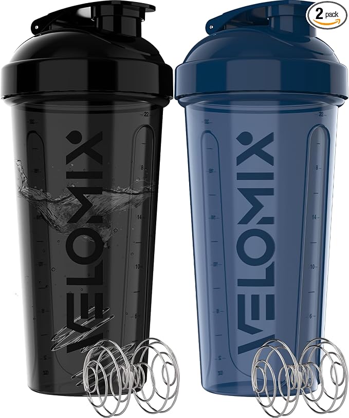 VELOMIX 2 Pack 28oz Protein Shaker Bottle by VELOMIX