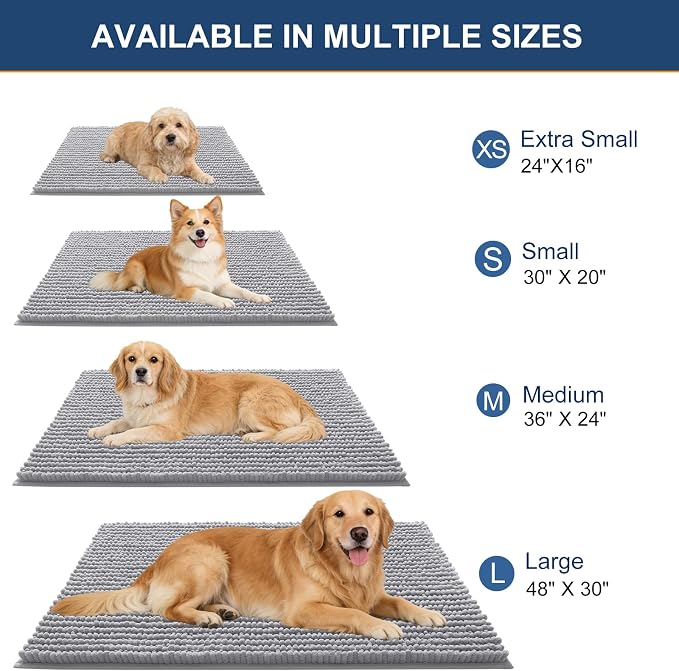 OLANLY Dog Door Mat for Muddy Paws 59x24, Ultra Absorbent Chenille Mud Doormat - Image 2