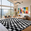 Checkered Rug for Living Room, 9x12 Black and White Area Rugs, Classic by Yongyangjuxi