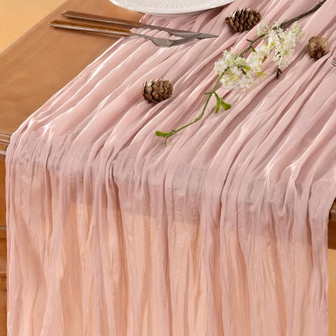 Dusty Pink Cheesecloth Table Runner 120 Inches 10 Ft Gauze Table Runner | - Image 5