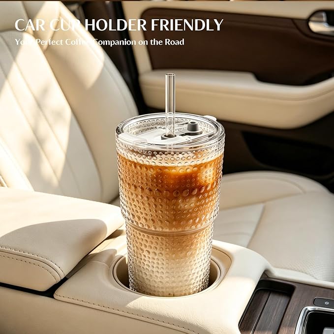 INSETLAN 20 oz Hobnail Glass Cups - Image 5