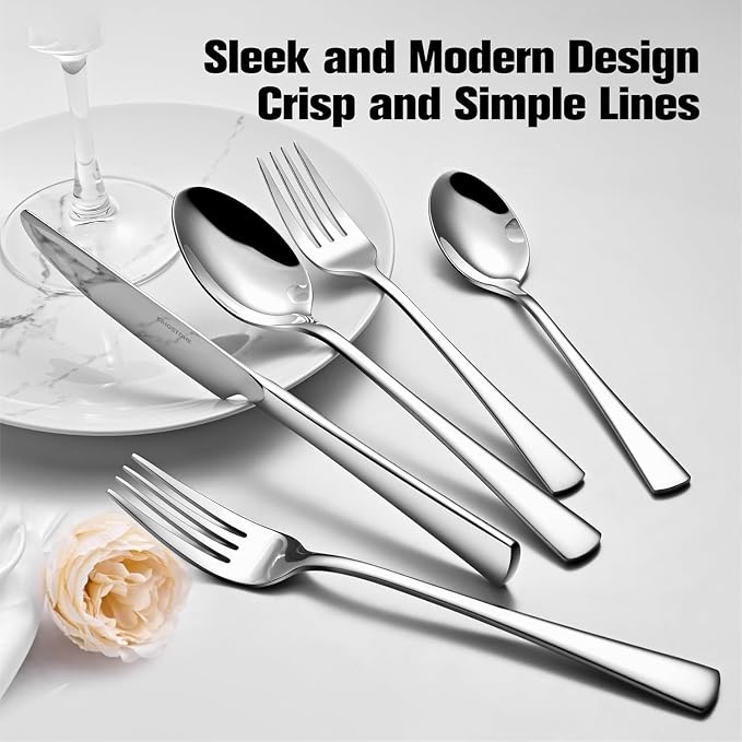 18/10 Stainless Steel Flatware, 15-Piece Forged Silverware Set - Image 3