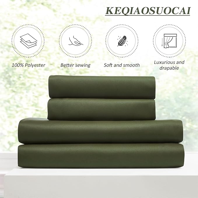KEQIAOSUOCAI Olive Green Curtains Pinch Pleat wtih Hooks,Block Out Sound Reducing Light Blocking Window Drapes Thermal Curtain for Bedroom/Living Room 84 Inches Long, 40x84 2 PCs