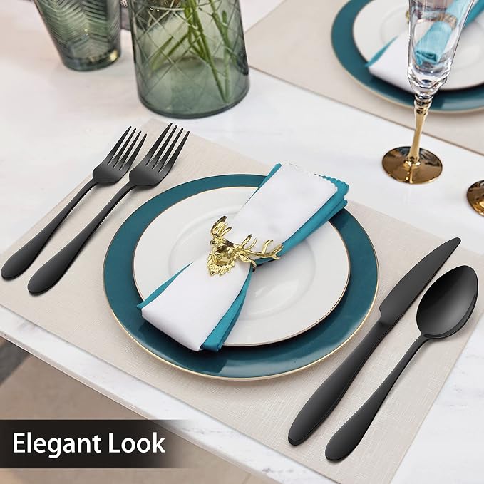 LIANYU 48-Piece Black Silverware Set - Image 3