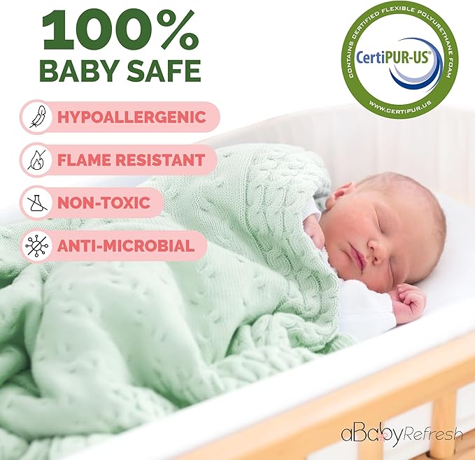 Cradle Baby Mattress and Bassinet Mattress 18x32 – 2-Inch Firm Foam Baby Bed with Waterproof Vinyl Cover – Non-Toxic Hypoallergenic Cushion Pad Replacement for Infant Bed (Multiple Standard Sizes)