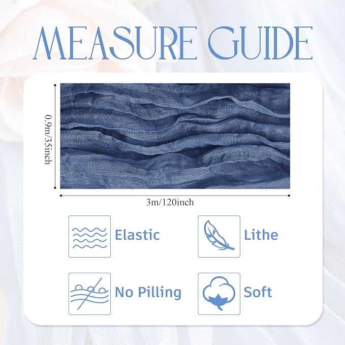 Cheesecloth Table Runner Blue 10FT Boho Gauze Runner - Image 2