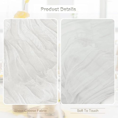 1 Pack White Cheesecloth Table Runner 35x120 Inch 10Ft Rustic Gauze Cheese - Image 2
