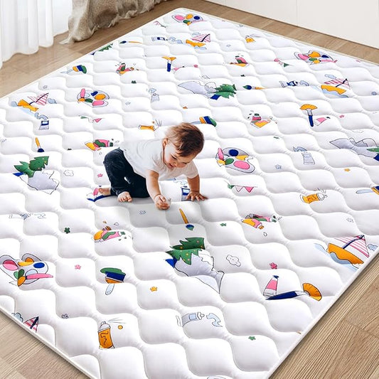 Baby Play Mat - 6ft X 4ft,Premium Thicker Foam One-Piece Crawling Mat, Machine Washable, Extra Large Anti-Slip Activity Playmat for Babies, Toddlers & Infants