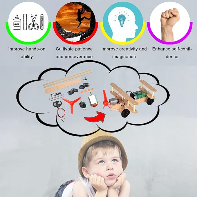 EUDAX 465PCS DC Motor Kit STEM Mini Electric Motor Kit for DIY Science Projects, LED Light Vanes Propeller, AA Battery Holder, Plastic Gears, Electrical Engineering Kit for Education Projects