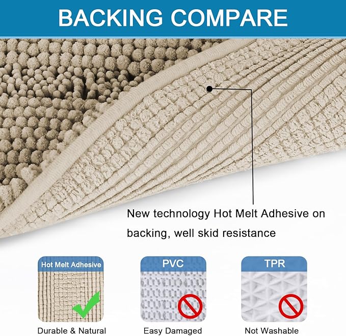 H.VERSAILTEX Bathroom Rug Sets 2 Piece Bath Mats Non Slip Thick Soft Chenille - Image 4