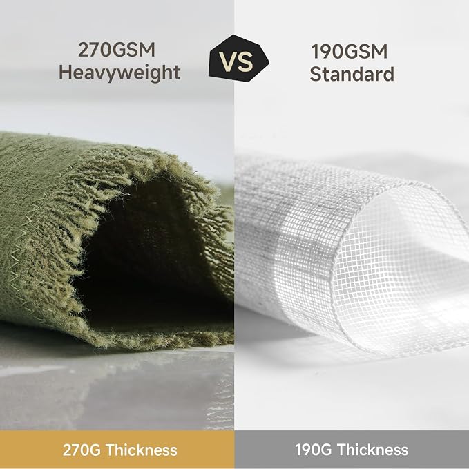14 x 108 Inches Frayed Edge Table Runner, 270G Heavyweight Sand Washed Slub - Image 8