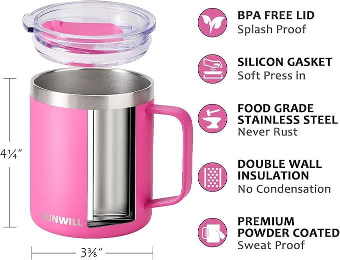 SUNWILL Travel Coffee Mugs Set of 4, Insulated Tumbler - Image 2
