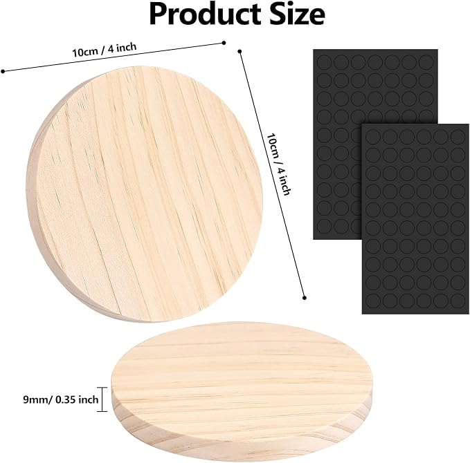 Adrattnay 96Pcs Unfinished Wood Coasters - Image 2