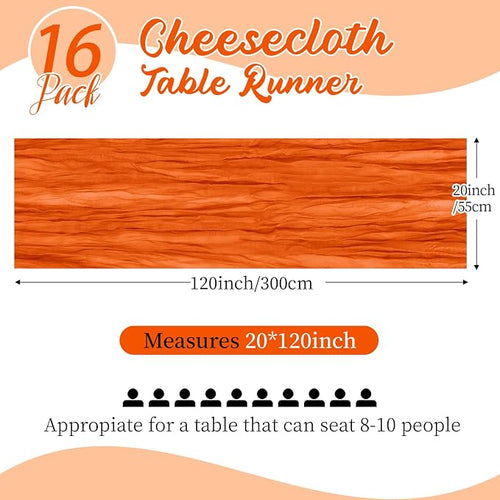 16 Pack Orange Cheesecloth Table Runners 20x120 Inch Gauze Table Runner 10FT - Image 2