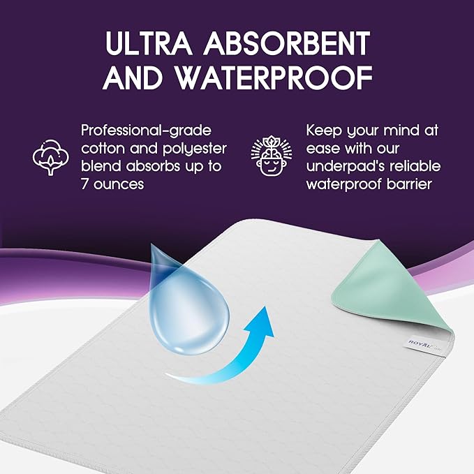 Incontinence Bed Pads - Big Size - Reusable Waterproof Underpad Chair, Sofa and Mattress Protectors - Highly Absorbent, Machine Washable - for Children, Pets and Seniors (36x72 (Pack of 1), Green)