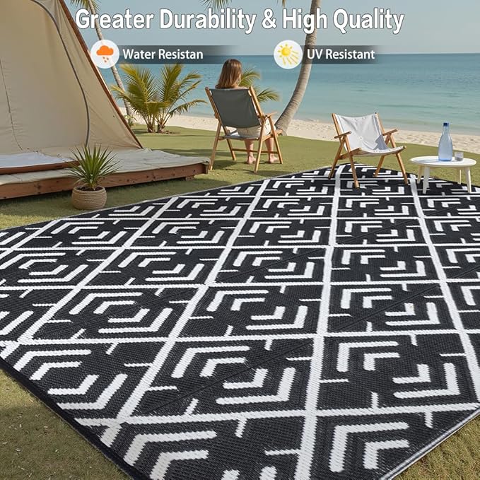 HUGEAR Outdoor Rug Mats, Large Waterproof Outdoor Area Rug, Reversible Portable - Image 4