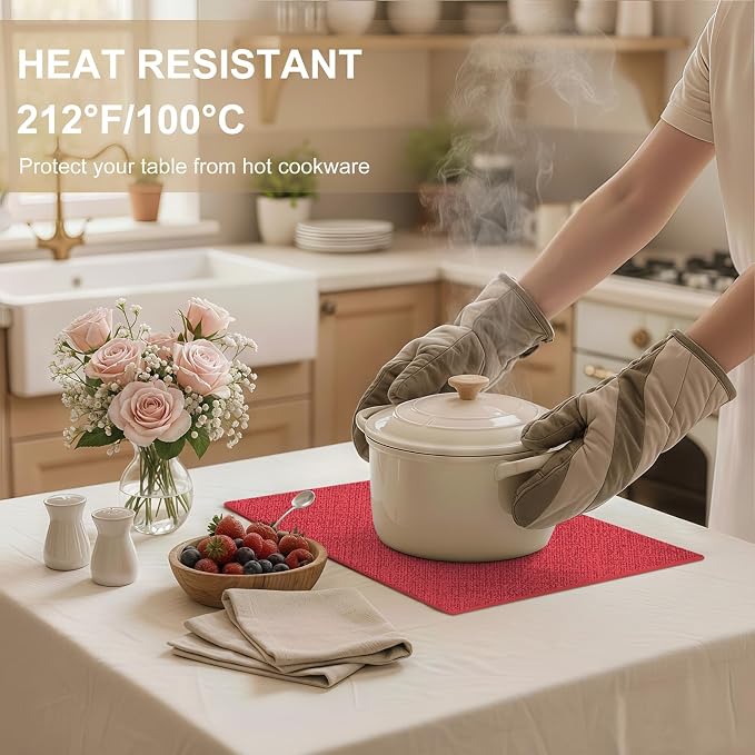 Faux Leather Heat Resistant Placemats 8 Packs, Waterproof Wipeable Dining PU - Image 3