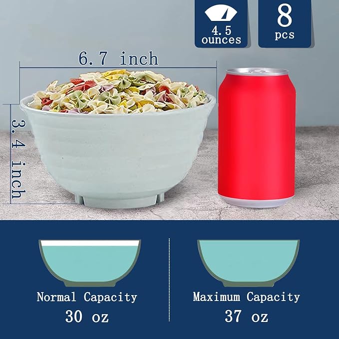 Unbreakable Cereal Bowls 30 OZ Ramen Bowl Microwave and Dishwasher Safe - Image 3