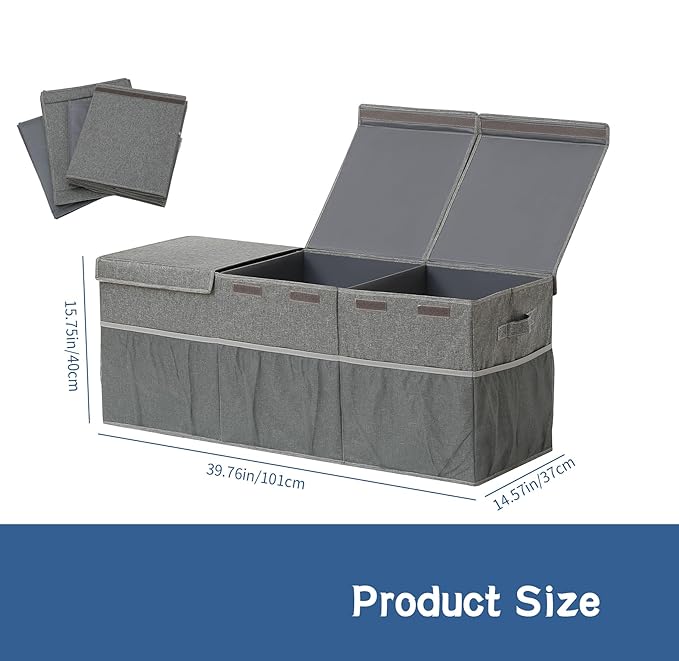 Extra Large Toy Box Chest with Mesh Pockets, Kids Toy Storage Organizer Bakest Box, Foldable Toy Organizers and Storage Bin with Lids, Toy Bin for Kids, Boys,Girls,Nursery,Playroom,Office