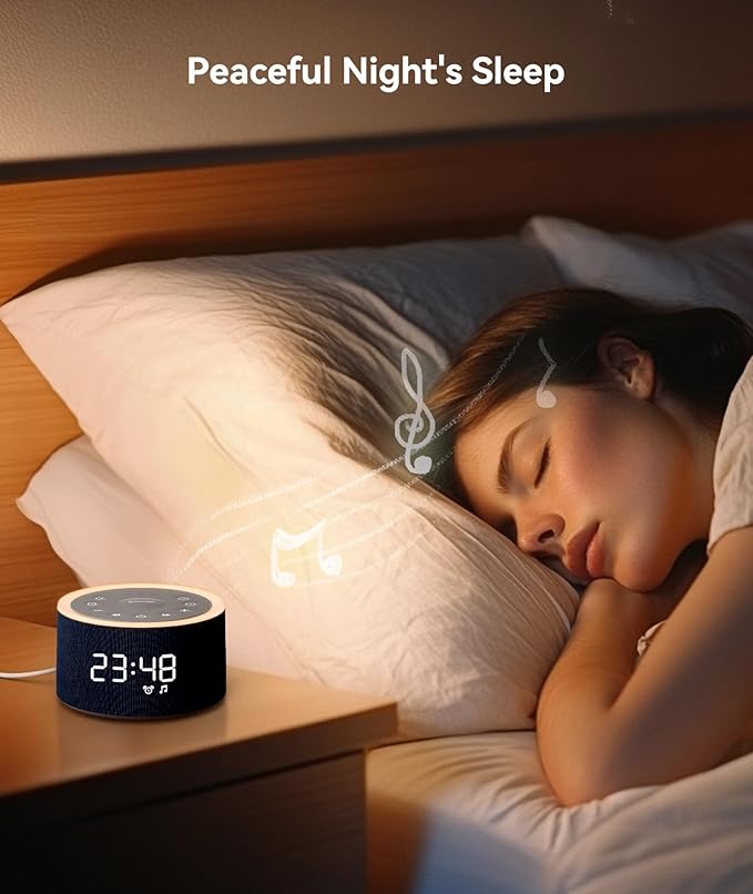Dreamegg D1+ Sound Machine & Alarm Clock - Sound Machine for Sleep, White Noise Machine with 29 Soothing Sounds, Night Light, 0-100% Dimmable, White Noise Alarm Clock for Bedrooms Adults Baby, Blue