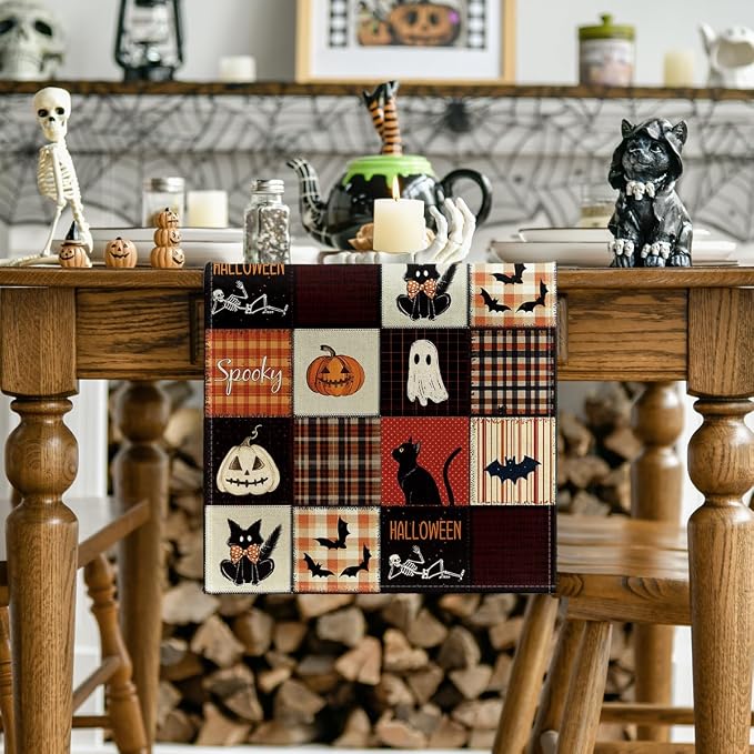 Artoid Mode 210 GSM Halloween Table Runner 13x120 Inch Home Party Decor | Black - Image 2