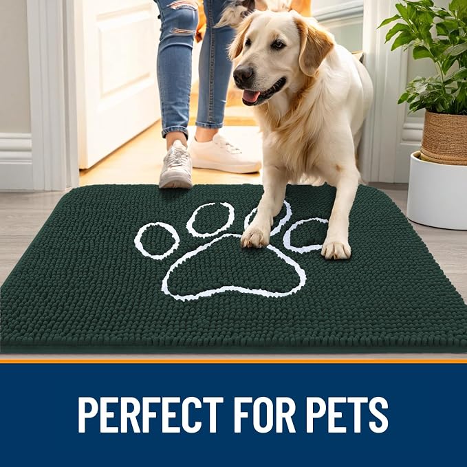 OLANLY Dog Door Mat for Muddy Paws 47x24, Paw Print Design, Absorbs Moisture - Image 6
