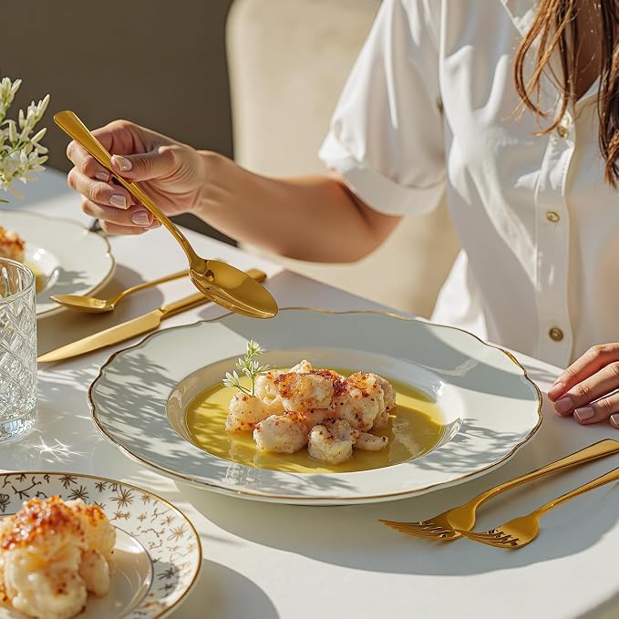 18/10 Flatware set for 4, 20 Piece Gold Stainless Steel Silverware Set | - Image 7