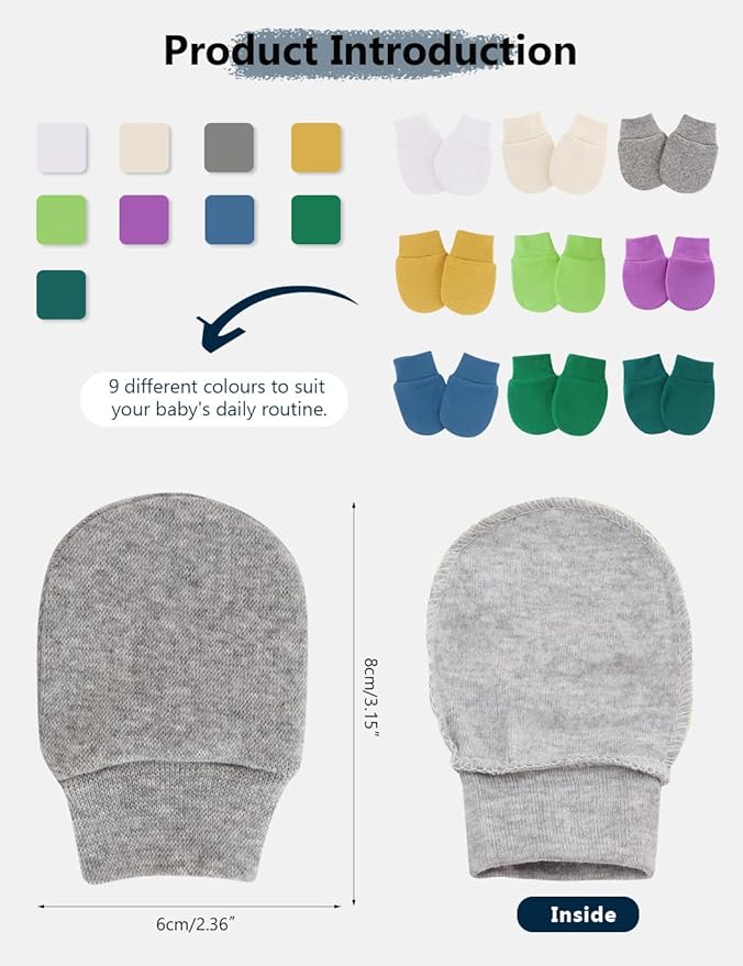 Cute Baby Mittens Newborn, No Scratch Baby Boy Mittens, Baby Girl Hat Gloves for Toddlers, Infant, Newborn